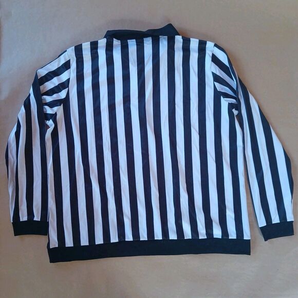 Referee Costume Halloween Black White Striped Shirt Long Sleeve 2XL - Picture 2 of 9